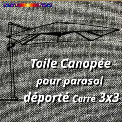 Toile Canopée Gris Foncé pour Parasol Déporté CARREE 3x3 : gros plan sur la toile