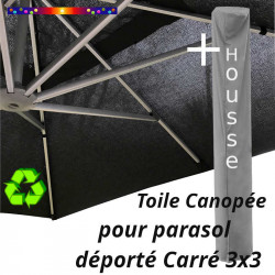 [Pack]Toile Canopée Gris Foncé pour Parasol Déporté CARREE 3x3 + Housse de protection HSS23570