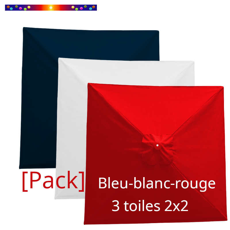 3 Toiles 2x2 Bleu-Blanc-Rouge pour personnaliser votre terrasse lors des Fêtes Nationales