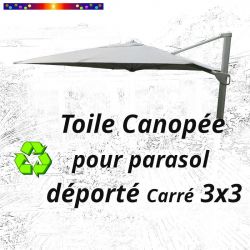 Toile Canopée GRIS Clair  pour Parasol Déporté CARREE 3x3 : vu d'ensemble