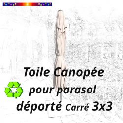 Toile Canopée Ecrue pour Parasol Déporté CARREE 3x3 : en position fermé