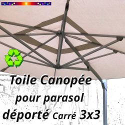 Toile de remplacement Canopée Ecrue pour Parasol Déporté CARREE 3x3 vue de dessous