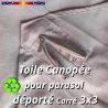 Toile Canopée Ecrue pour Parasol Déporté CARREE 3x3 : fourreau pour la fixation de la toile en bout de baleine, zip ouvert.