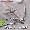 Toile Canopée Ecrue pour Parasol Déporté CARREE 3x3 : fourreau pour la fixation de la toile en bout de baleine, zip fermé
