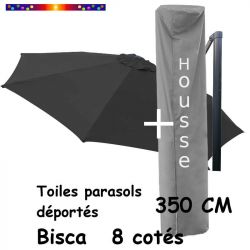 Pack : Toile Gris Foncé pour parasol Déporté 350/8 + Housse 235x70/140