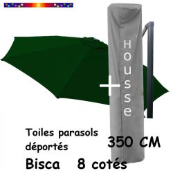 Pack : Toile Vert Pinède pour parasol Déporté 350/8 + Housse 235x70/140