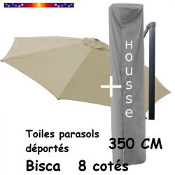 Pack : Toile Soie-Grège pour parasol Déporté 350/8 + Housse 235x70/140