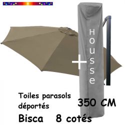 Pack : Toile Taupe pour parasol Déporté 350/8 + Housse 235x70/140