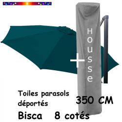 Pack : Toile Bleu Océan pour parasol Déporté 350/8 + Housse 235x70/140
