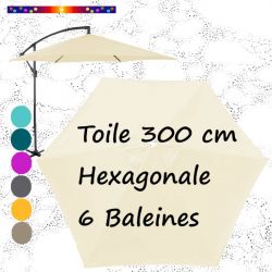 Toile Ecru Blanc Cassé Ø300 cm (6 cotés-mât déporté pendulaire)
