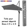 Toile GRIS Moyen CARREE 2.5 X 2.5 pour Parasol Déporté Biscarrosse et sa housse de protection