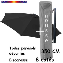 [ Pack ] Toile Gris Souris 350 cm/8 cotés  pour Parasol Déporté Bisca et sa Housse de protection