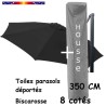 [ Pack ] Toile Gris Souris 350 cm/8 cotés  pour Parasol Déporté Bisca et sa Housse de protection