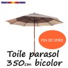 Toile Bicolore Nature Ø350 cm (8 cotés - parasol mât central Lacanau) vu de face