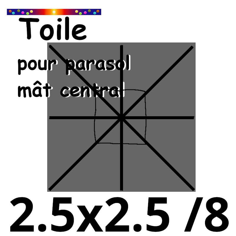 Toile €c☼ 180gr CARREE 2.5x2.5 couleur Gris ( 8 baleines , mât central )
