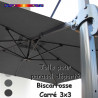 Toile Gris Souris CARREE 3x3 pour Parasol Déporté Biscarrosse