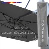 Toile Grise Foncé CARRÉE 3x3 pour Parasol Déporté Bisca + Housse de protection