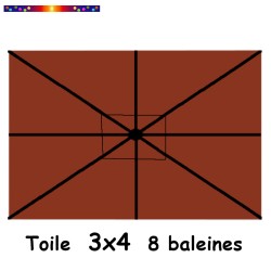 Toile 3x4 Terracotta pour parasol ( mât central )