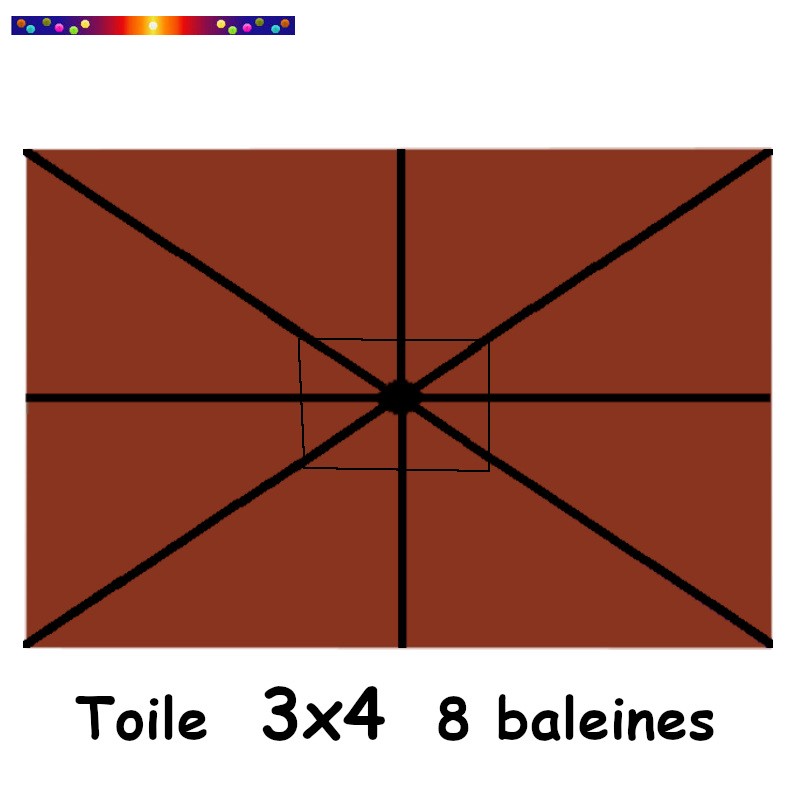 Toile 3x4 Terracotta pour parasol ( mât central )