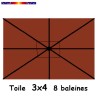 Toile 3x4 Terracotta pour parasol ( mât central )