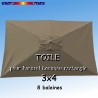 Toile Chamois 3x4 (rectangle 8baleines Lacanau mât central) : vue de dessus