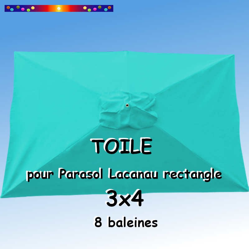Toile Turquoise 3x4 (rectangle 8baleines Lacanau mât central) : vue de dessus