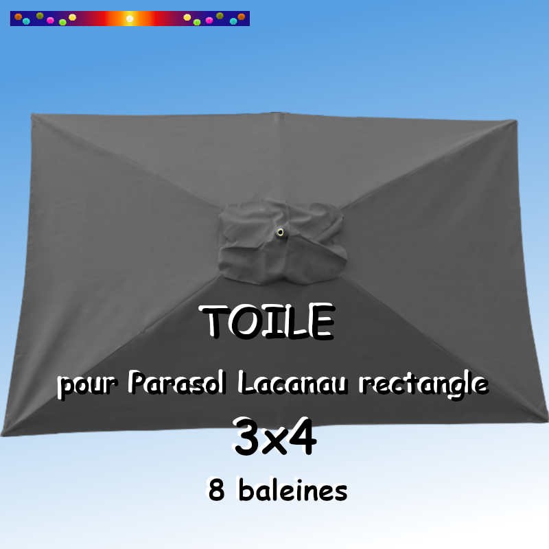 Toile Gris Flanelle 3x4 (rectangle 8baleines Lacanau mât central) : vue de dessus