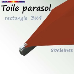 Toile Terracotta 3x4 (rectangle 8baleines Lacanau mât central) : Fixation de la toile en bout de baleines