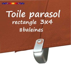Toile Terracotta 3x4 (rectangle 8baleines Lacanau mât central) : Fixation de la toile aux centres des cotés