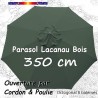 Parasol Lacanau Vert GINKGO 350 cm Bois Cordon