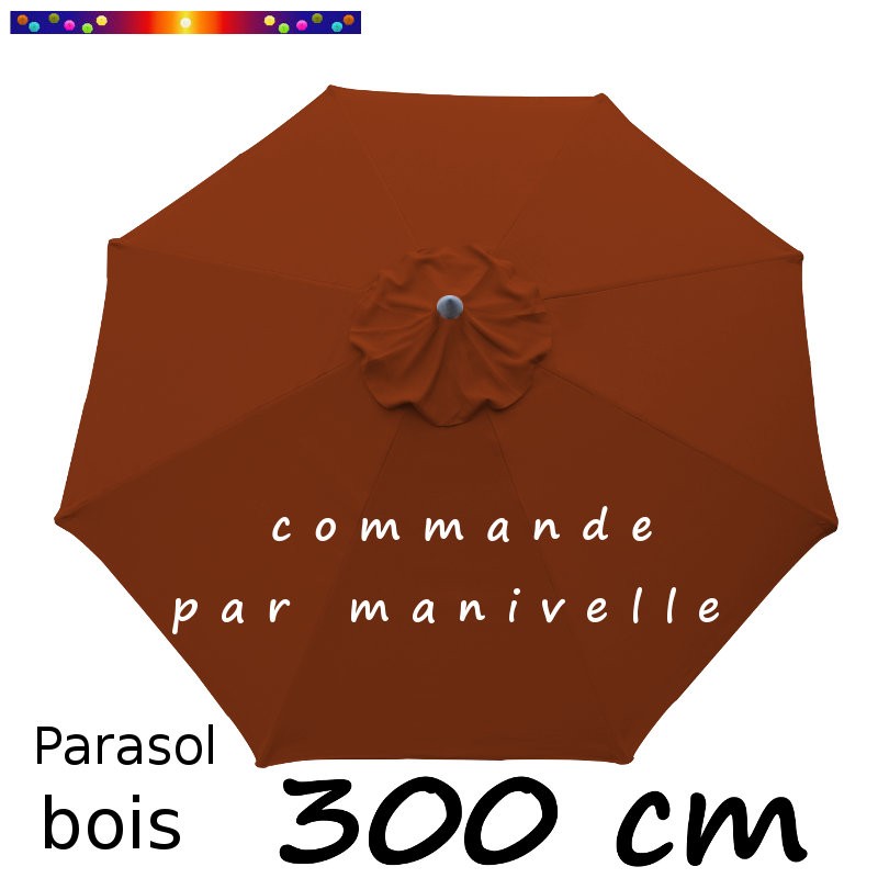 Parasol Lacanau Terracotta 300 cm Bois à manivelle