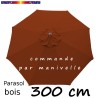 Parasol Lacanau Terracotta 300 cm Bois à manivelle