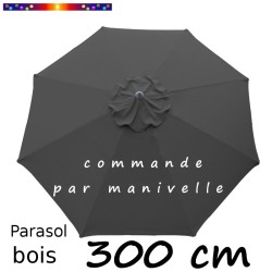Parasol Lacanau Gris Souris 300 cm Bois Manivelle