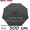 Parasol Lacanau Gris Souris 300 cm Bois Manivelle