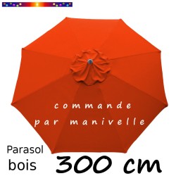 Parasol Lacanau Orange 300 cm Bois Manivelle