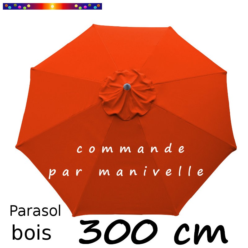 Parasol Lacanau Orange 300 cm Bois Manivelle