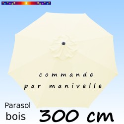 Parasol Lacanau Ecru Crème 300 cm Bois Manivelle