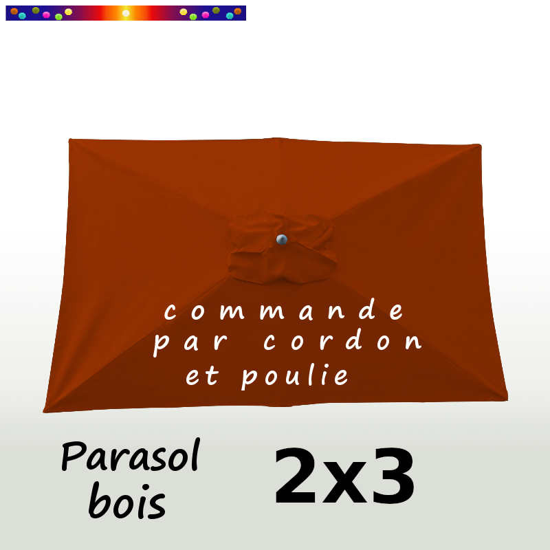Parasol Lacanau Terracotta 2x3 Bois : vu de dessus