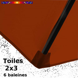 Parasol Lacanau Terracotta 2x3 Bois : détail de la toile