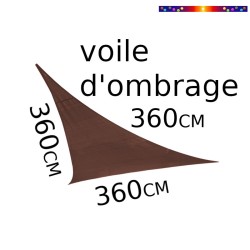 Voile d'Ombrage Triangle 360 cm Marron Havane : descriptif