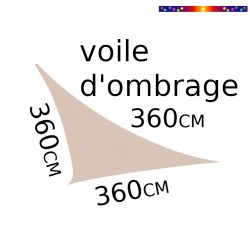 Voile d'ombrage triangle 360 cm Sable : descriptif