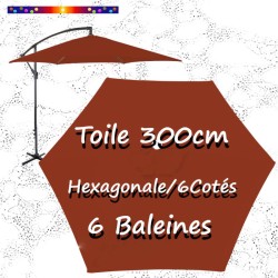 Toile Terracotta Ø300 cm (6 cotés-mât déporté pendulaire)