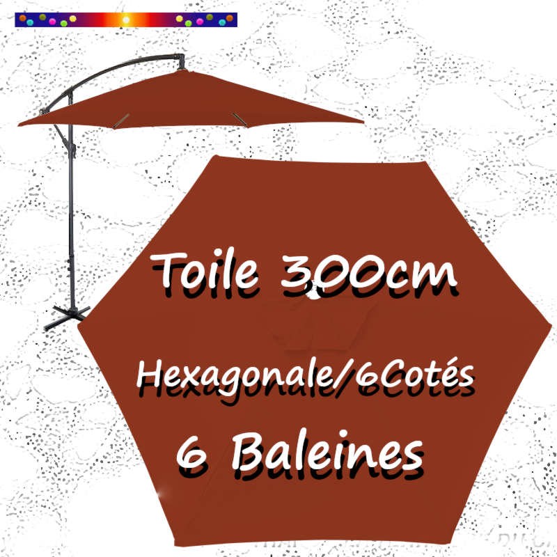 Toile Terracotta Ø300 cm (6 cotés-mât déporté pendulaire)