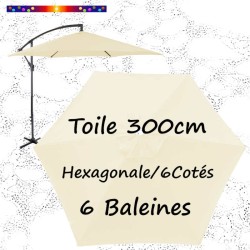 Toile Écru Blanc Cassé Ø300 cm (6 cotés-mât déporté pendulaire)