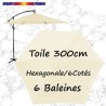 Toile Écru Blanc Cassé Ø300 cm (6 cotés-mât déporté pendulaire)