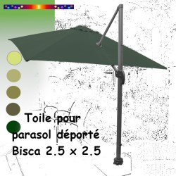 Toile Vert GINKGO CARREE 2.5 X 2.5 pour Parasol Déporté Biscarrosse