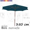 Parasol Lacanau Bleu Océan 350 cm Bois Manivelle