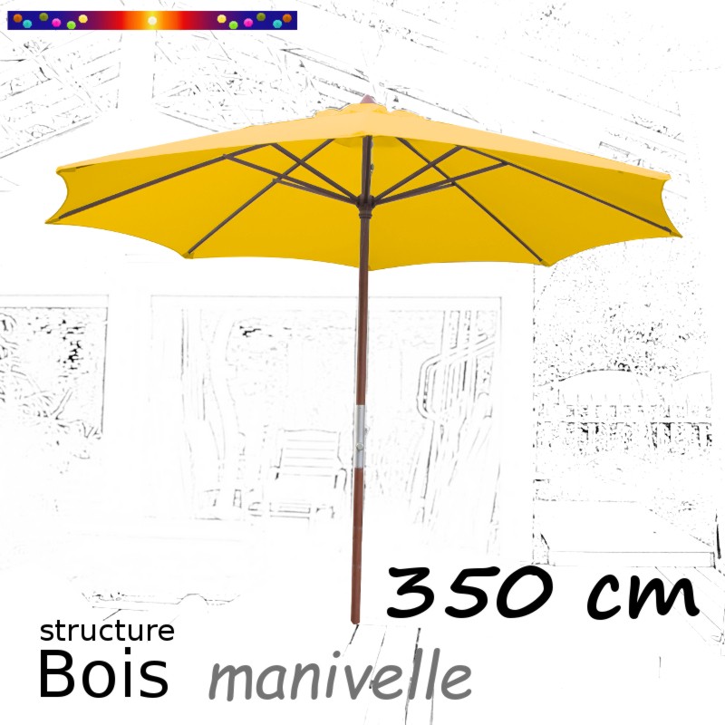 Parasol Lacanau Tournesol 350 cm Bois Manivelle