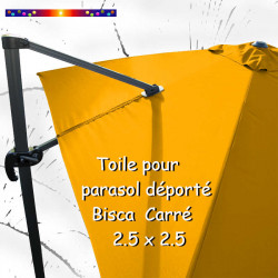 Toile Tournesol CARREE 2.5 X 2.5 pour Parasol Déporté Bisca : vue arrière