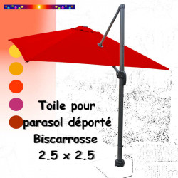 Toile Rouge Coquelicot CARRÉE 2.5 X 2.5 pour Parasol Déporté Bisca